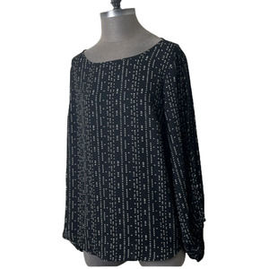 Peyton Jenson Womens Long Sleeve Flowy Polka Dot Blouse Size Large